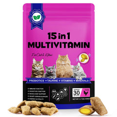 FANGCUN 15-en-1: bouteille des friandises, soutien nutritionnel quotidien pour chats.