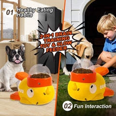 Conception canard unique Fanosy, alimentation lente pour chiens et chats.