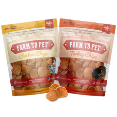 Farm To Pet tuiles poulet-dinde pour chien, snack sain et croquant pour l'entraînement.