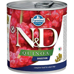 Farmina N&D Quinoa Digestion Adulte en conserve pour chien, texture appétissante et utilisation quotidienne.