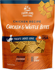 Farmland Traditions – emballage bouchées poulet et gaufres, récompense pratique pour l'entraînement.