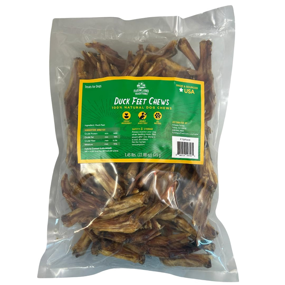 Farmland Traditions pattes-de-canard-sachet: friandise naturelle pour chien sans ingrédients artificiels.
