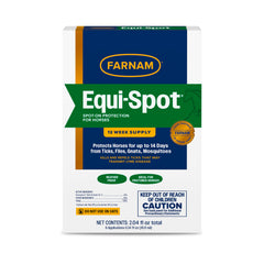 Farnam Equi-Spot protège le cheval contre les mouches au pâturage.