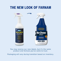 Farnam No Chew Spray appliqué sur bois, réduction du rongement.