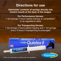 Cheval concentré et calme grâce à Farnam Quietex II.