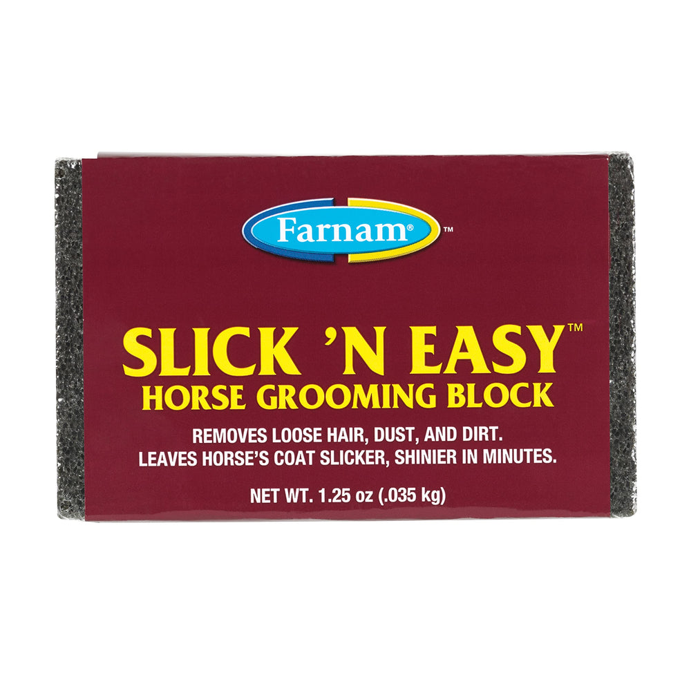 Farnam Slick 'N Easy bloc-toilettage-cheval pour retirer saleté et poils rapidement.