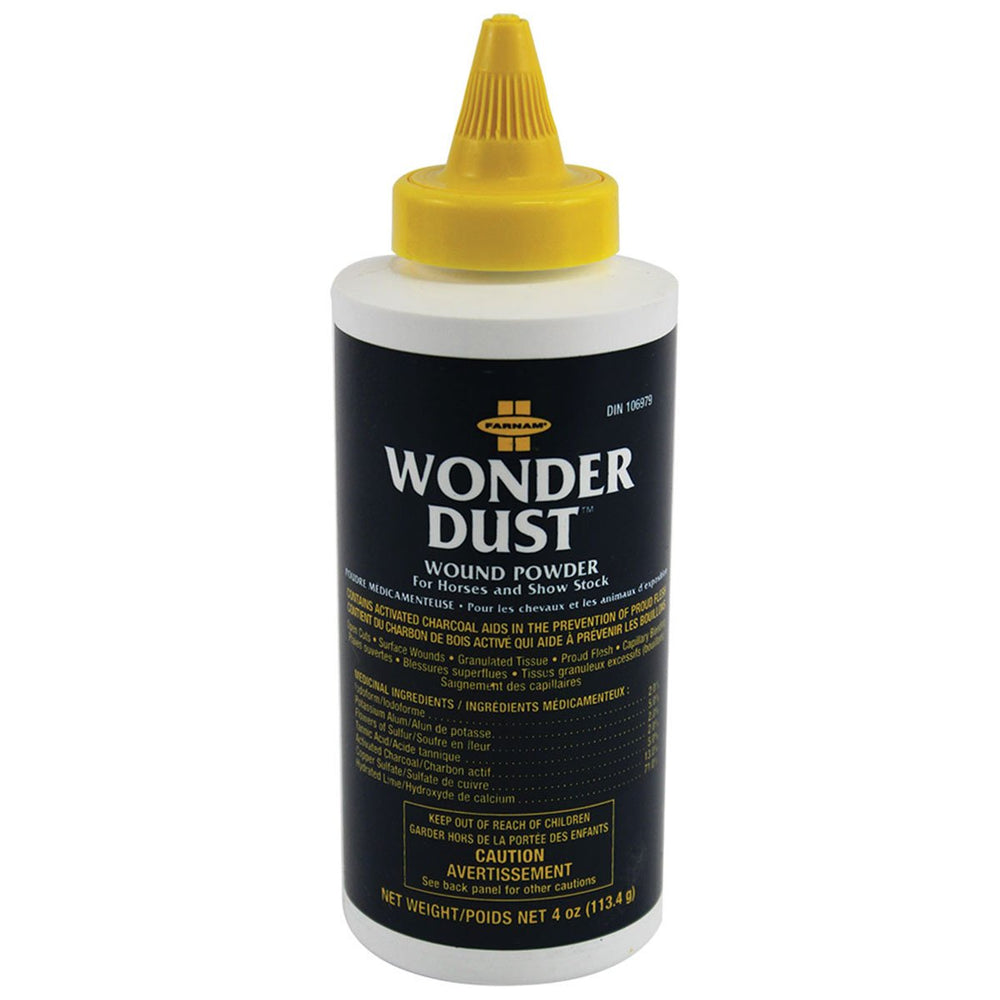 Poudre Wonder Dust Farnam appliquée sur une plaie, aide à arrêter le saignement et à accélérer le séchage.