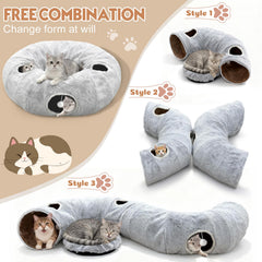 Fayavoo tunnel pour chats, structure stable en acier et peluche douce.