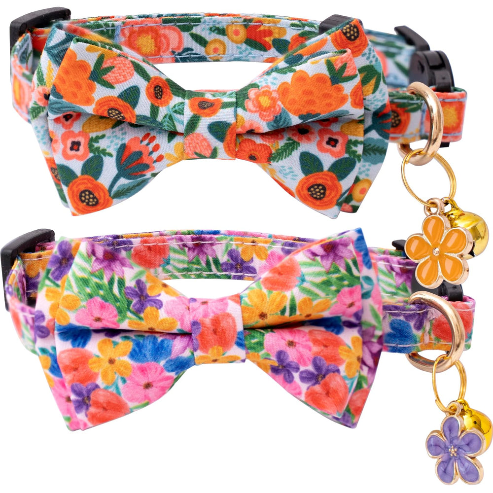 Faygarsle collier chat rose avec noeud papillon et cloche, élégant et sûr pour votre félin.