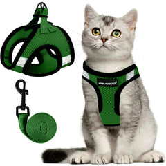 Harnais Fayogoo pour chat neon vert ensemble prêt pour des promenades sûres