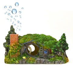 fazhongfa chateau hobbit petit pour aquarium, favorise l'abri et le repos des petits poissons.