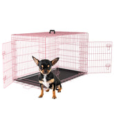 FDW cage chien rose 24 pouces avec porte double, vue avant.