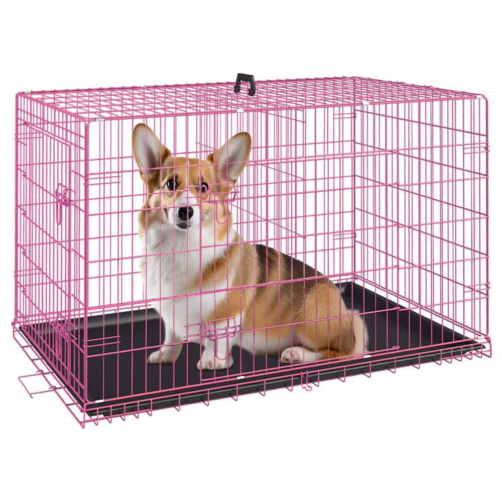 FDW cage chien 30 pouces rose pliable, pratique pour voyage