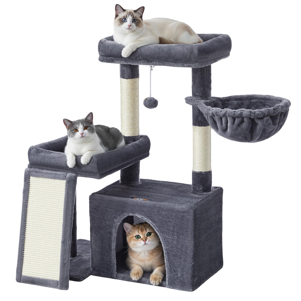 Feandrea arbre chat tour gris foncé, espace de repos spacieux pour plusieurs chats