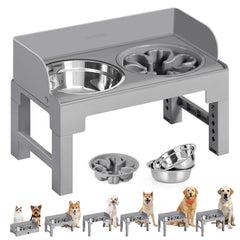 Feandrea bol élevé sur support réglable pour chien, posture confortable lors des repas.
