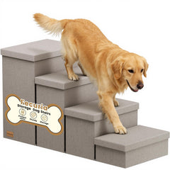 Fecuria Escalier 4 Marches avec rangement vu de face, pratique pour un chien lourd