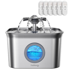 FEELNEEDY fontaine chat inox 304, réservoir 2,8 L pour moins de remplissages