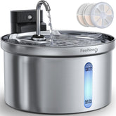 Fontaine FEELNEEDY sans fil en inox pour hydratation pratique des chats.