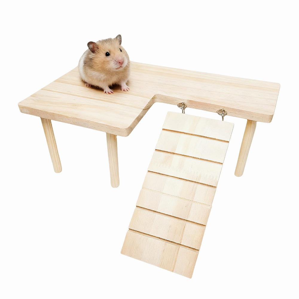 Feiena plateforme bois pour hamster, surface naturelle et sûre.