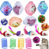 Fejapa balles ressort métallique pour chat, stimulation naturelle et jeu interactif à l'intérieur.