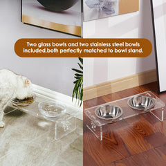 Feoyoho bols-verre-petits-pour-chat, design transparent et pratique pour l’alimentation.