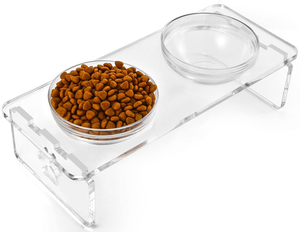 Feoyoho support-eleve-acrylique-pour-chat, repas plus confortables et posture améliorée.