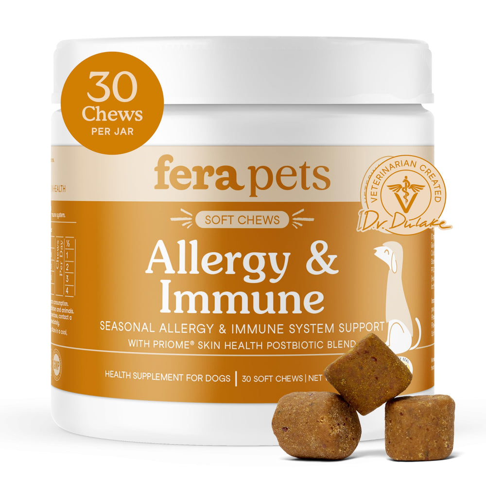 Fera Pets Allergie Chien Paquet : emballage clair pour un soutien durable.