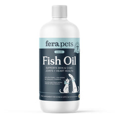 Fera Pets huile de poisson: versement facile pour pelage sain.