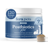 Fera Pets Postbiotiques et Prébiotiques en bouteille, soutien potentiel à la digestion des animaux.