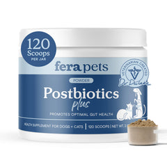 Fera Pets Postbiotiques et Prébiotiques en bouteille, soutien potentiel à la digestion des animaux.