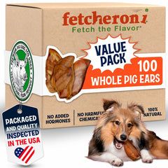 Oreilles de porc Fetcheroni pour chiens grands, texture naturelle et dégustation durable.