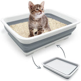Boîte litière Fhiny ouverte pour chat, accès facile et hygiène.