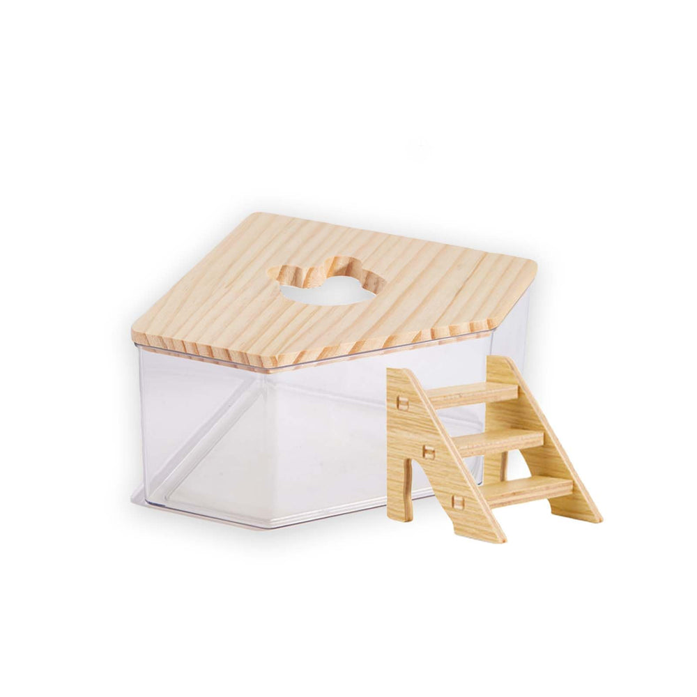 Baignoire sable pentagone transparente FiboPawer, observation facile du bain du hamster.