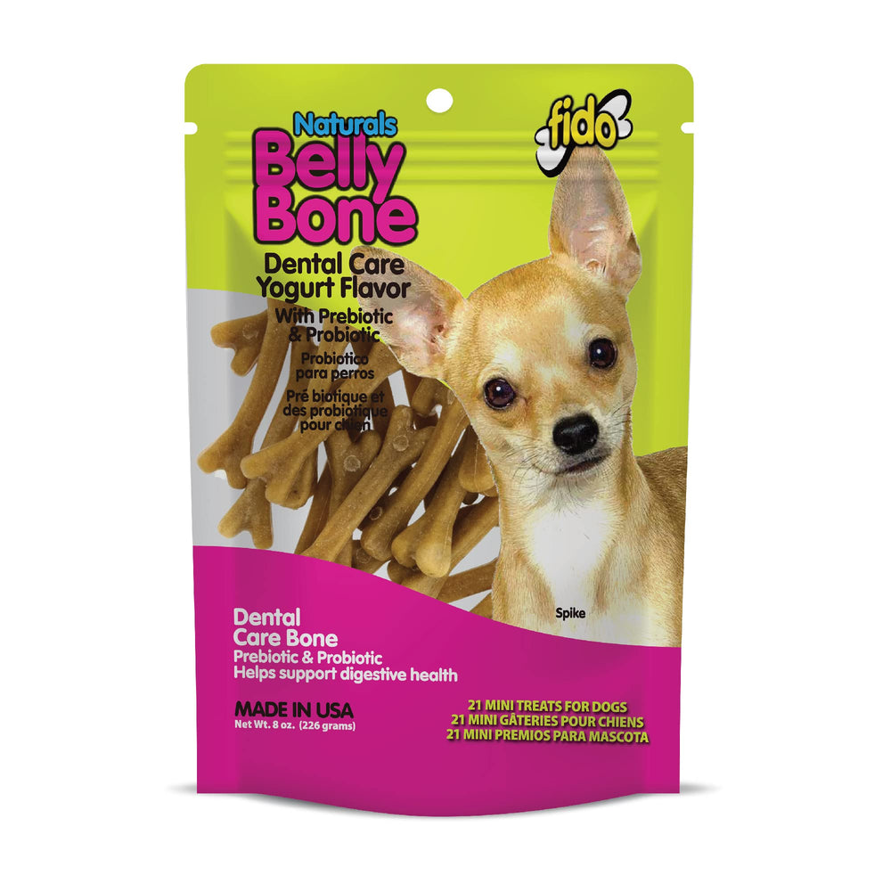 Fido Belly Bones mini au yaourt, bouchée savoureuse pour petits chiens, haleine plus fraîche.