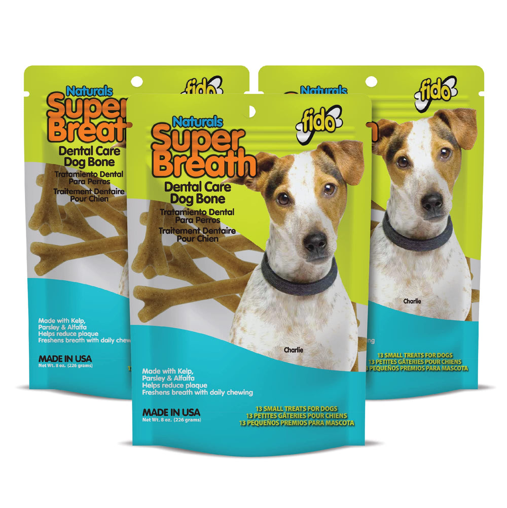 Fido Super Breath : os dentaire pour petits chiens, pack pratique et haleine plus fraîche.
