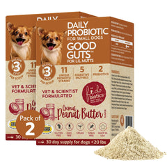 Fidobiotics Good Guts Lil Mutts — bouteille-probiotique utile pour la digestion des chiens.