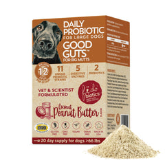 Fidobiotics Good Guts, poudre probiotique 12 milliards CFU, soutien digestion canine.
