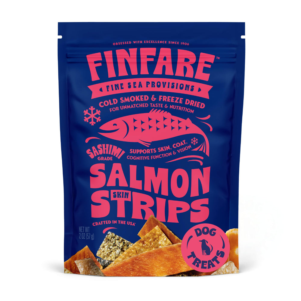 Finfare: tranches de peau de saumon lyophilisées, snack protéiné pour chiens