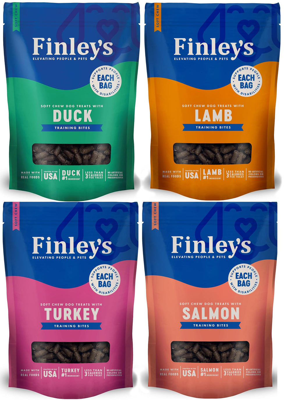 Friandises Finley's Dog Bites Canard, texture moelleuse idéale pour l'entraînement.