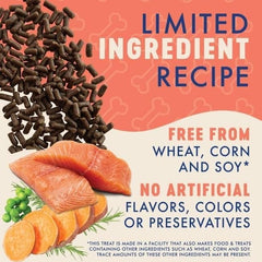 Friandises Finley's Dog Bites Saumon, protéines de qualité et texture tendre.