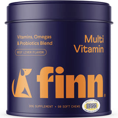 Finn All-in-1: flacon multivitamines, soutien quotidien pratique pour chiots et chiens actifs.