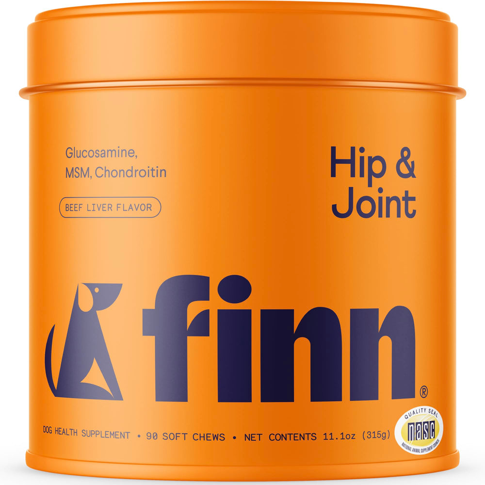Finn: bouteille montrant le soutien articulaire pour chiens