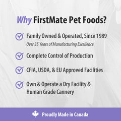FirstMate croquettes sans grains – repas simple sans pois, lin ni poisson.