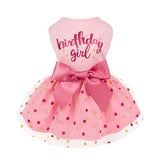 Robe Fitwarm anniversaire chien rose avec noeud, allure festive et confortable.