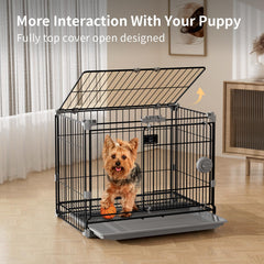 FLARUZIY cage chien 24 pouces, porte coulissante avant pour accessibilite