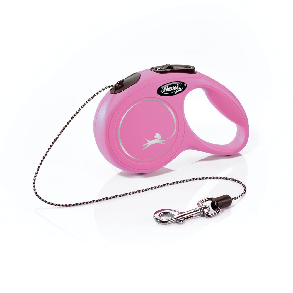 FLEXI Classic XS, corde rétractable rose pour un contrôle doux et fiable.