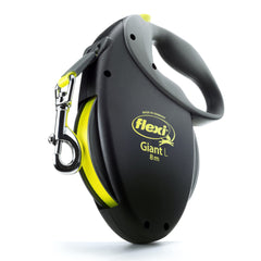 Laisse FLEXI Giant noire avec ruban rétractable, idéal pour grands chiens.
