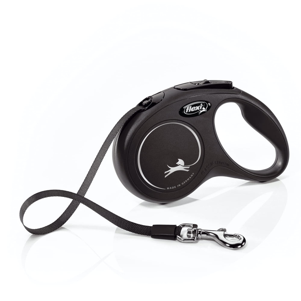 FLEXI Nouvelle Classic: bande 16 pieds noire, pour des promenades sans enchevêtrements et contrôle fluide.