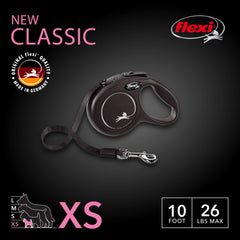 FLEXI New Classic ruban rétractable 10 pieds noir: liberté douce avec arrêt main rapide.