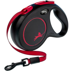 La laisse FLEXI Nouvelle Classique noir et rouge, parfaite pour des promenades stylées et maîtrisées.